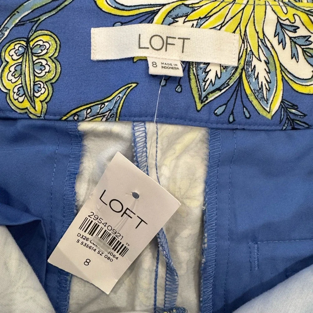 LOFT Riviera Floral Shorts Blue Yellow Print Size 8 NWT Spring Summer - Picture 5 of 6